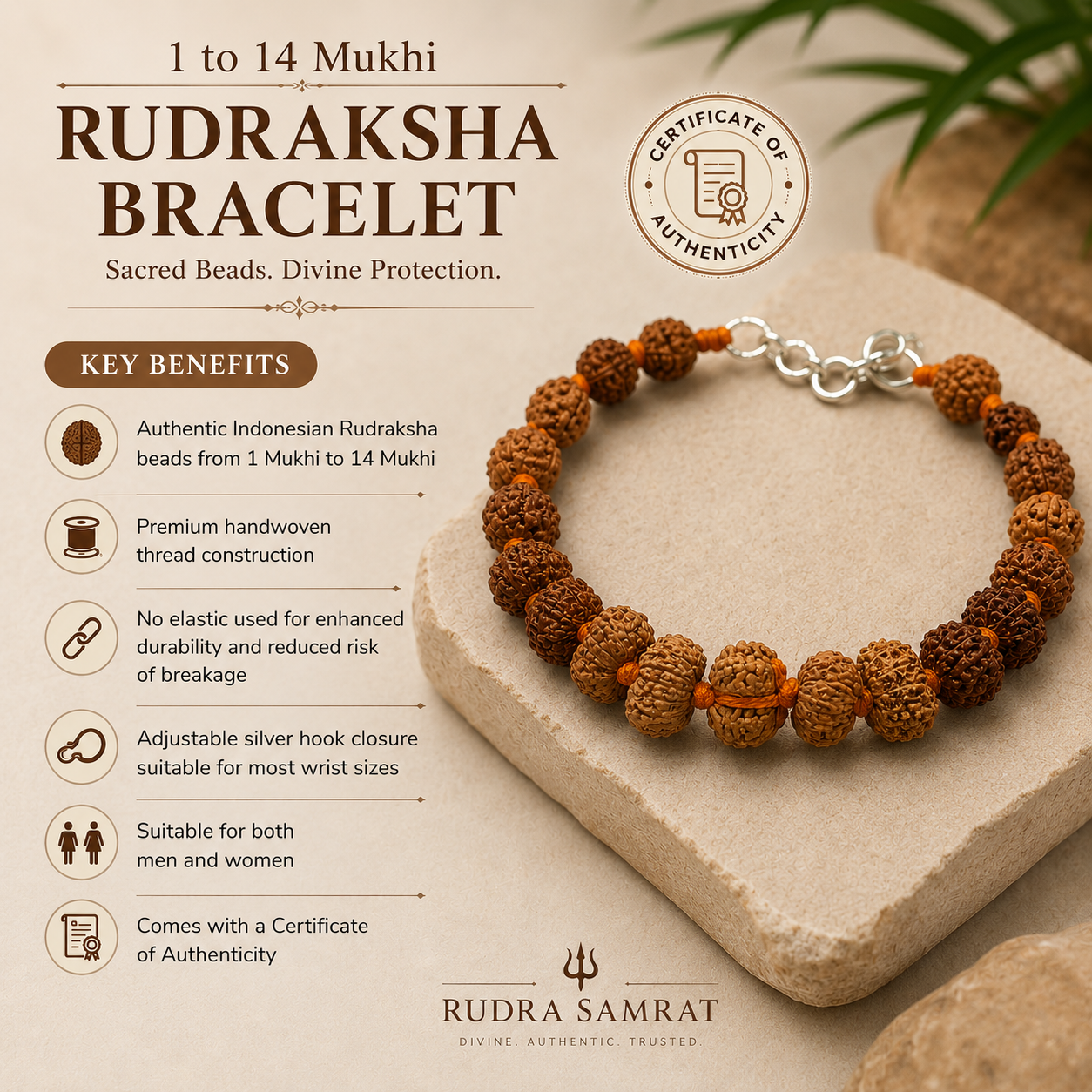 1–14 Mukhi Rudraksha Bracelet (Indonesia)