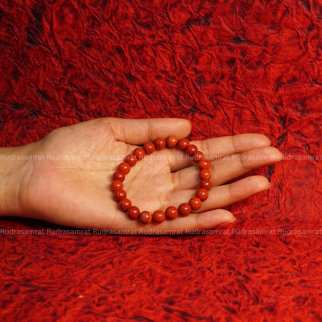 Red Coral bracelet in pure silver  Rudraksha Ratna